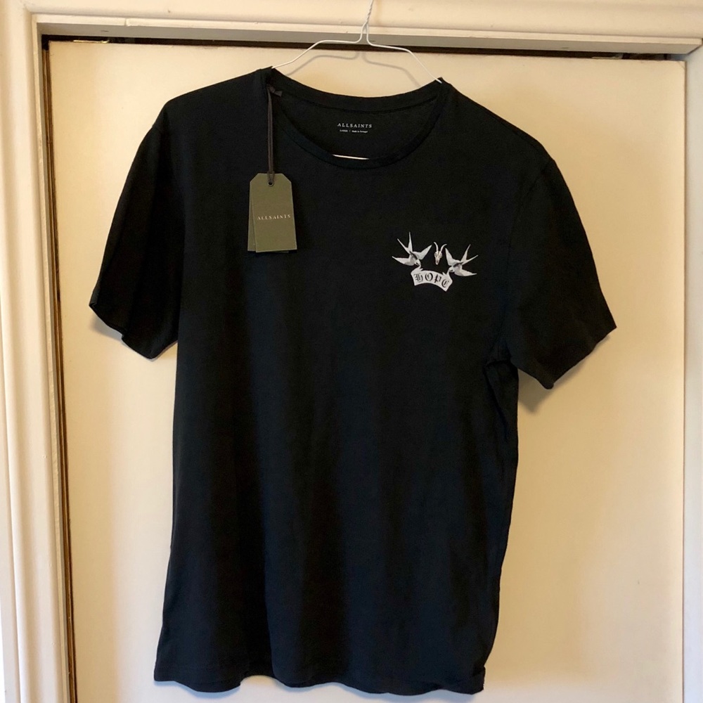 AllSaints Black Slim Fit Graphic Tee